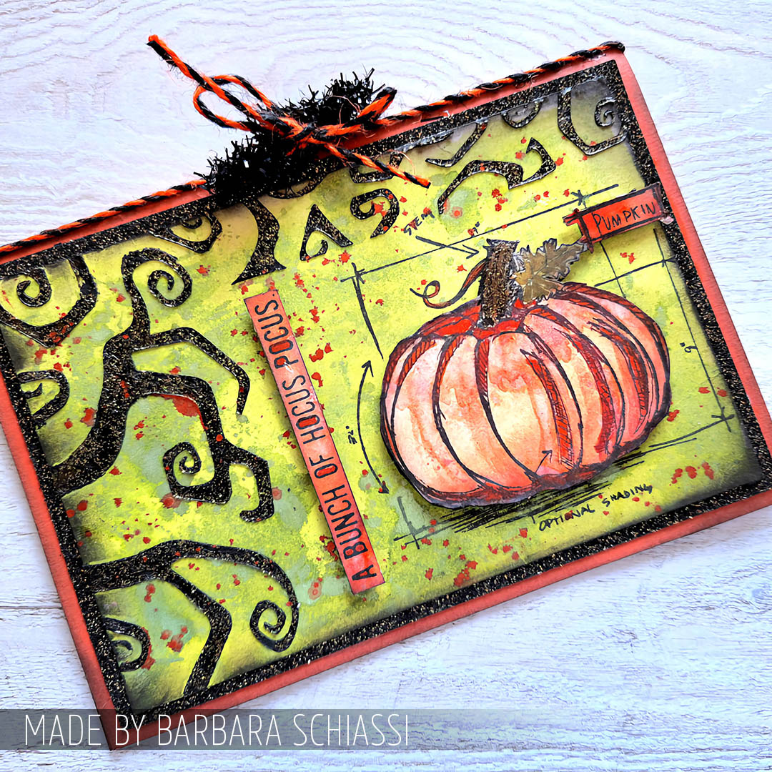 Tim Holtz Clear Stamps and Stencil Blueprint Spells, Rosette, Falling Stars thmm201 pumpkin hocus pocus card barbara schiassi