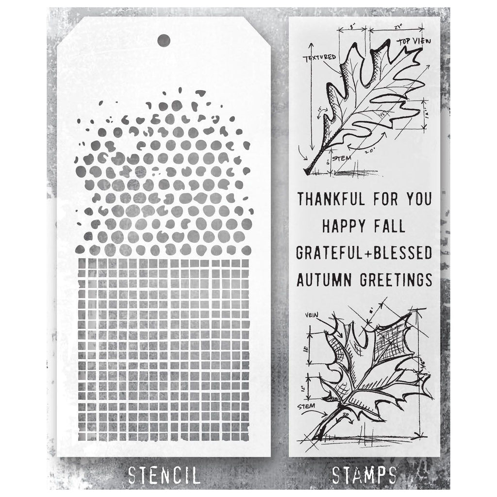 Tim Holtz Clear Stamps and Stencil Blueprints Fall, Linen and Bubble thmm151 product image