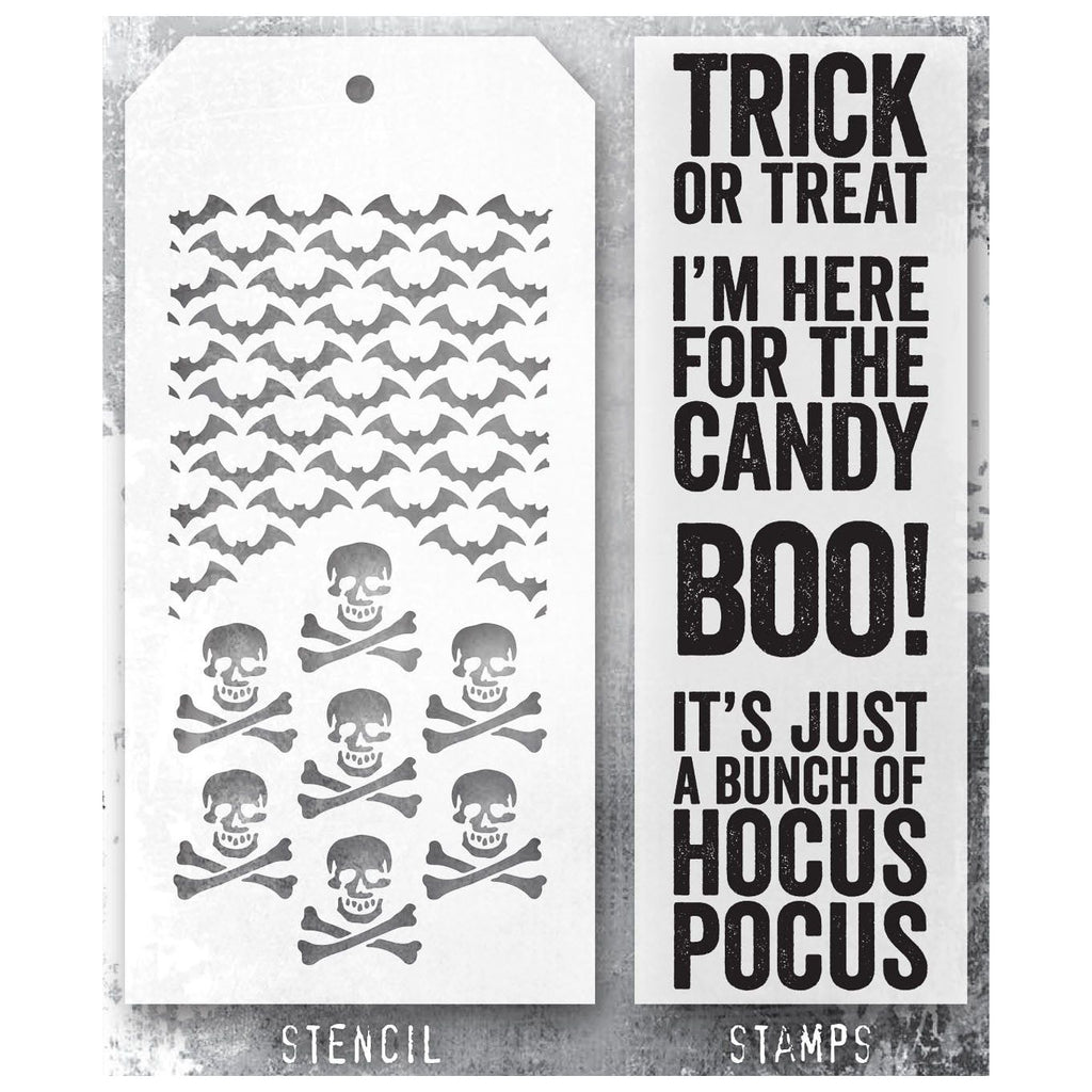 Tim Holtz Clear Stamps and Stencil Bold Frights, Crossbones and Batground thmm146 product image