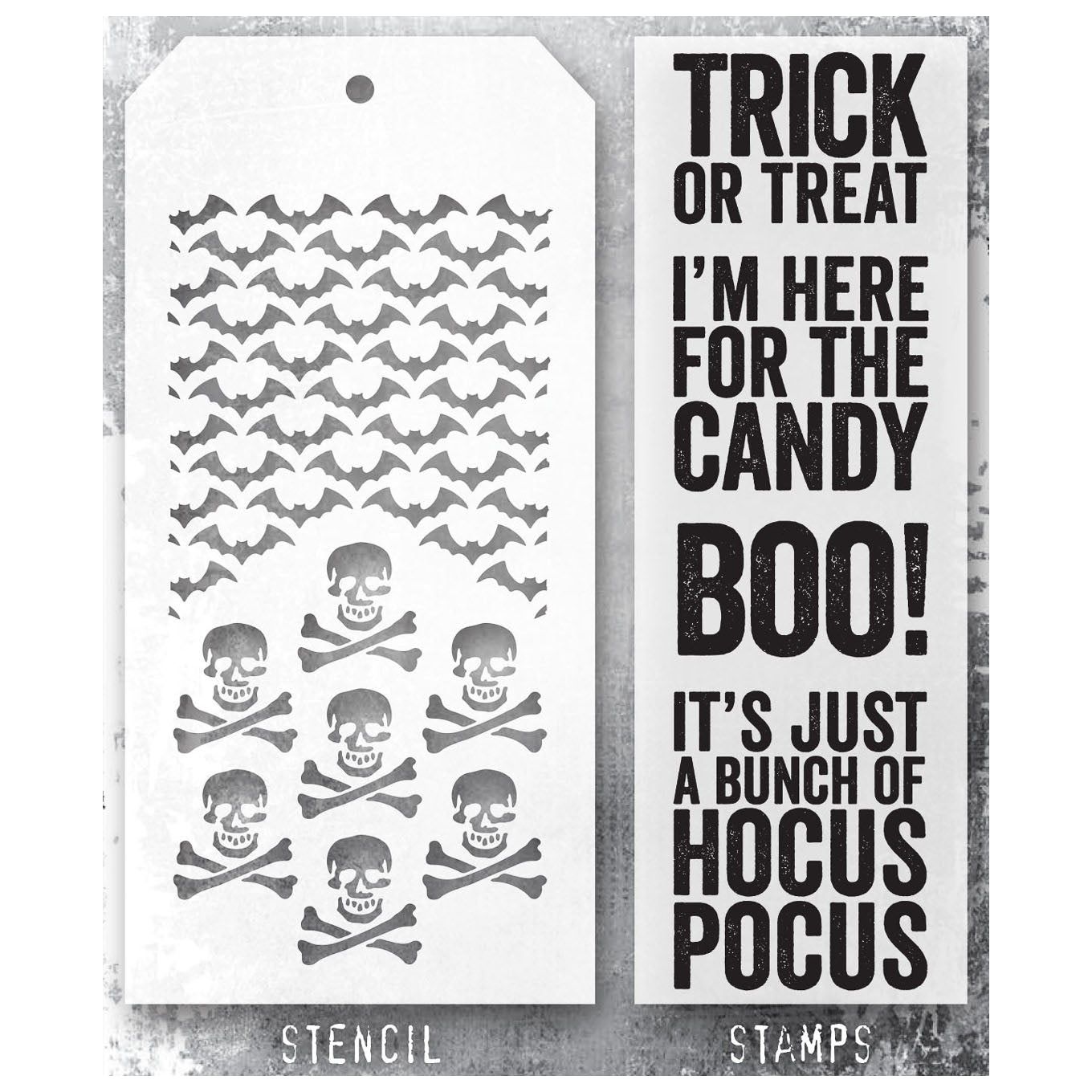 Tim Holtz Clear Stamps and Stencil Bold Frights, Crossbones and Batground thmm146 product image