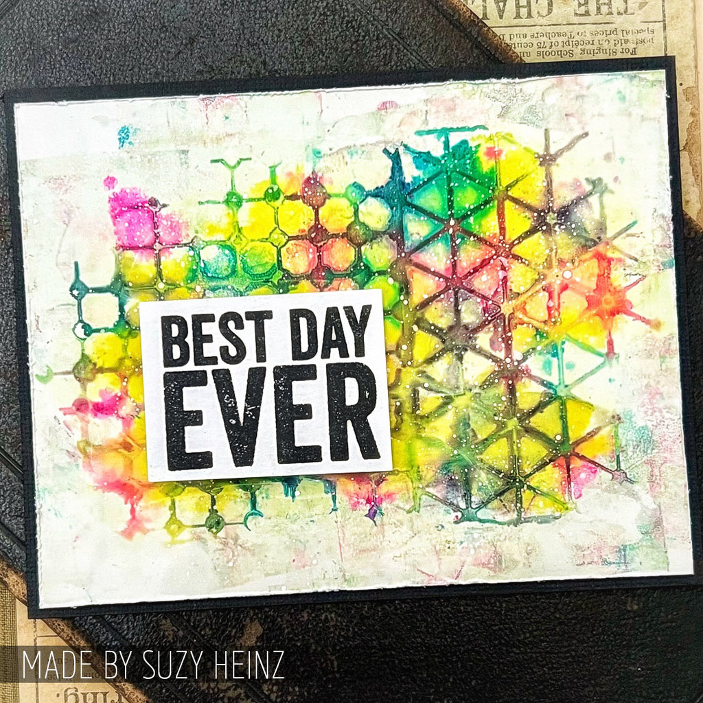Tim Holtz Clear Stamps and Stencil Bold Sayings, Grid Dot and Diamonds thmm140 best day