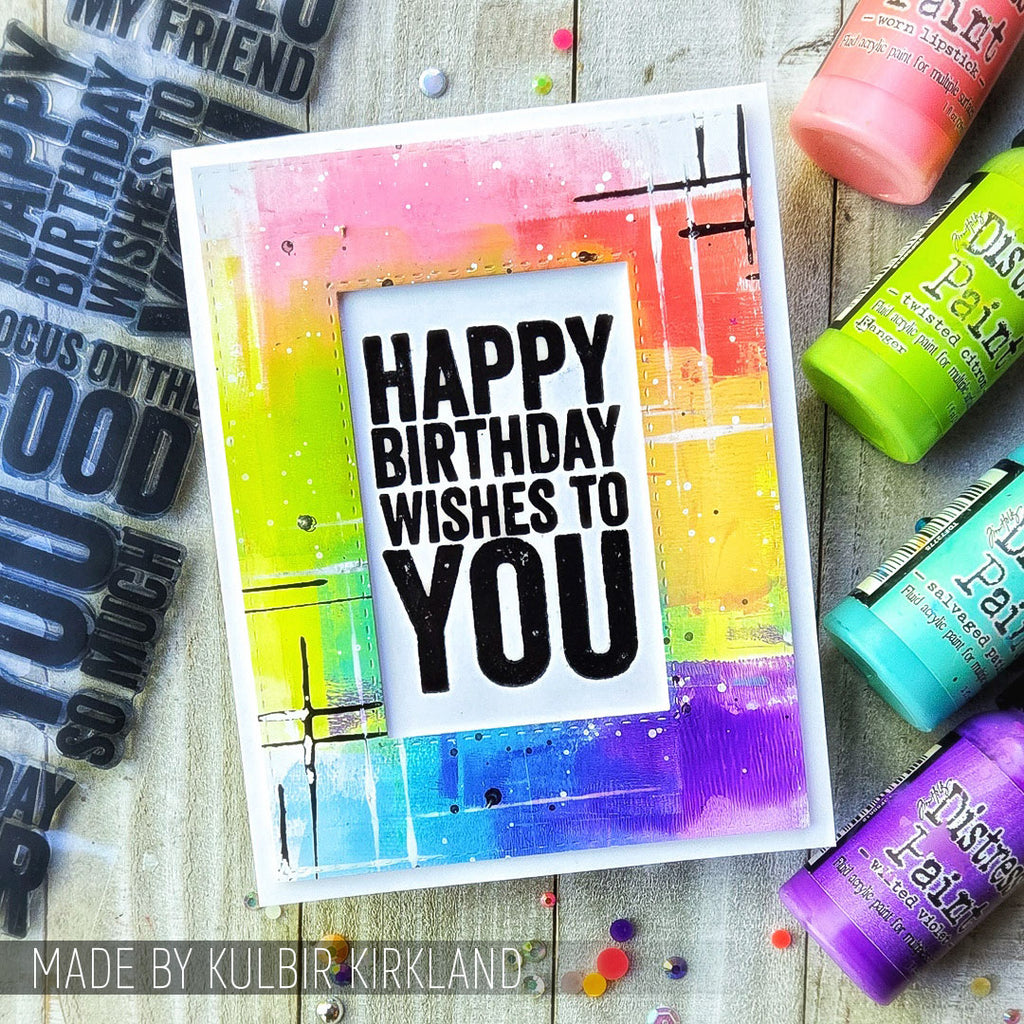 Tim Holtz Clear Stamps and Stencil Bold Sayings, Grid Dot and Diamonds thmm140 rainbow