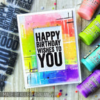 Tim Holtz Clear Stamps and Stencil Bold Sayings, Grid Dot and Diamonds thmm140 rainbow
