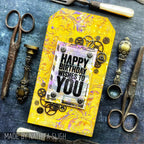 Tim Holtz Clear Stamps and Stencil Bold Sayings, Grid Dot and Diamonds thmm140 yellow
