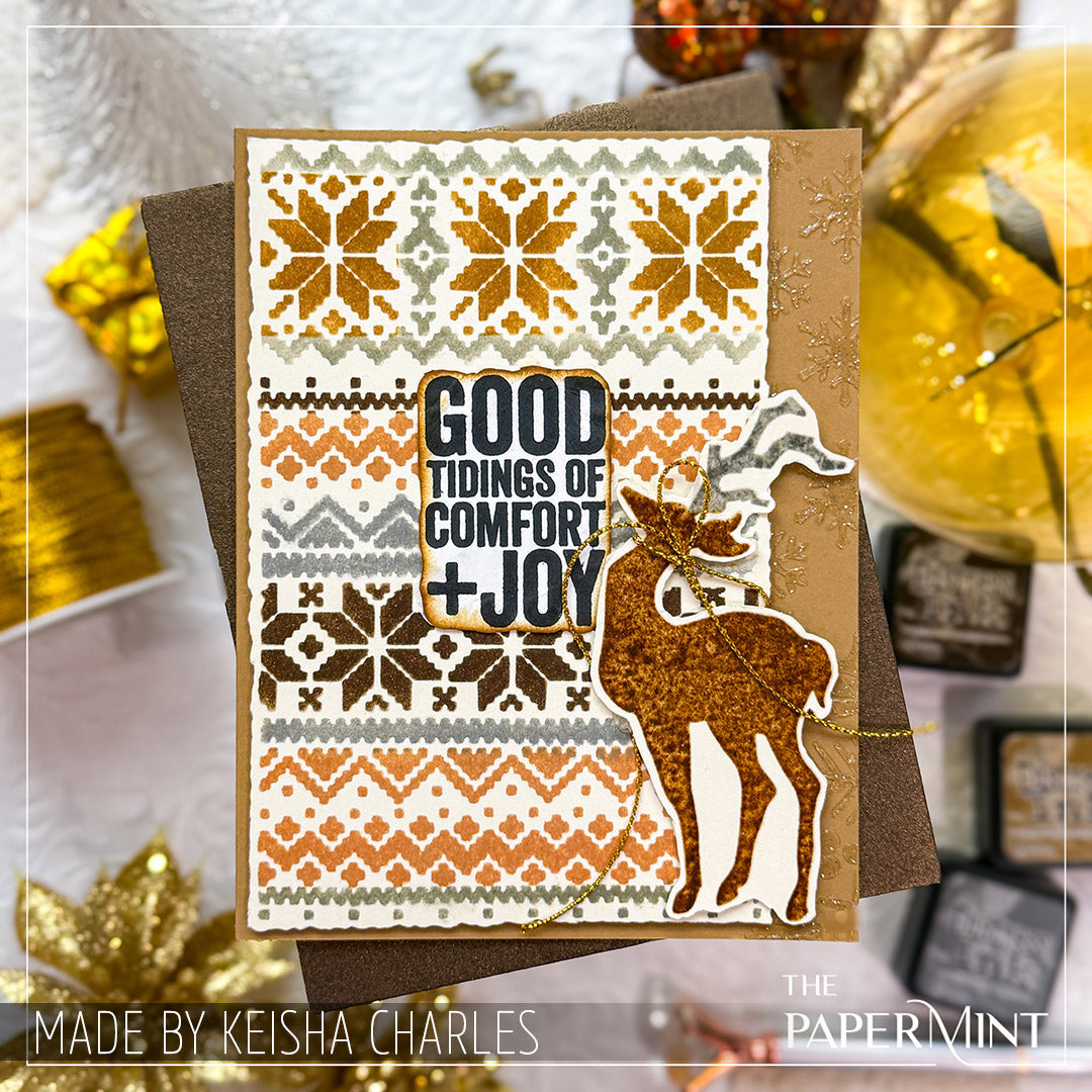 Tim Holtz Clear Stamps and Stencil Bold Tidings, Flurries and Gatherings thmm133 deer