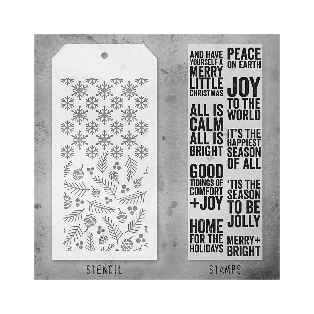 Tim Holtz Clear Stamps and Stencil Bold Tidings, Flurries and Gatherings thmm133 product image