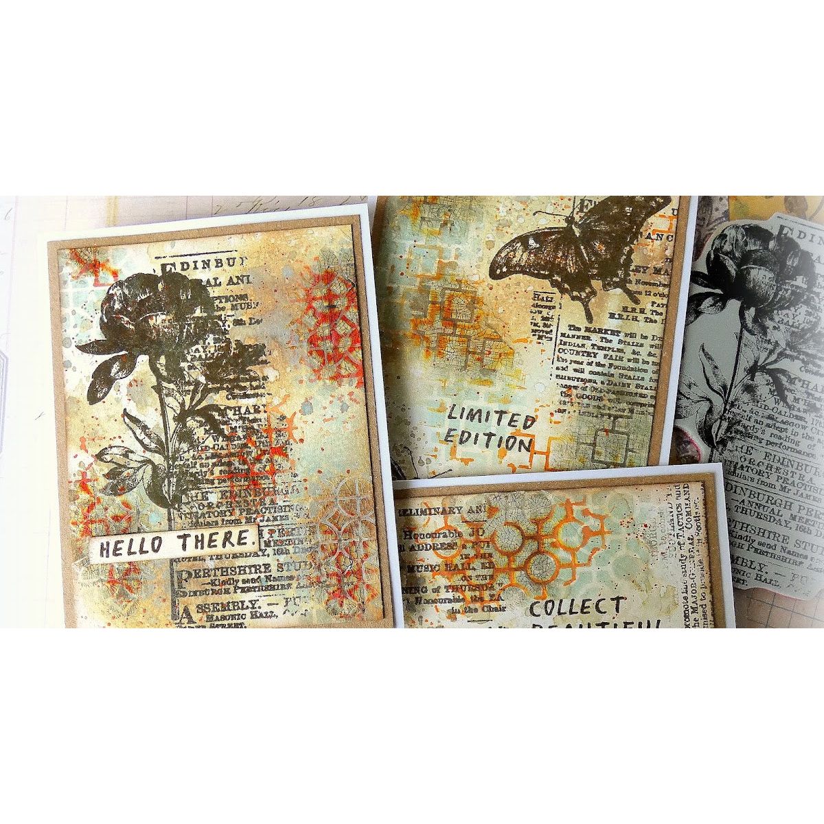 Tim Holtz Clear Stamps and Stencil Botanic Collage, Plus and Focus thmm160 butterfly