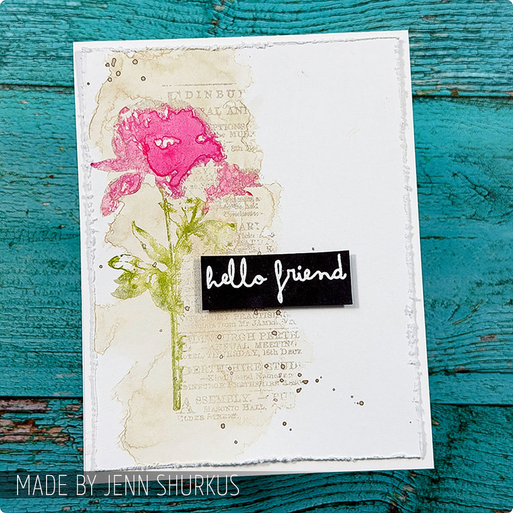 Tim Holtz Clear Stamps and Stencil Botanic Collage, Plus and Focus thmm160 hello friend