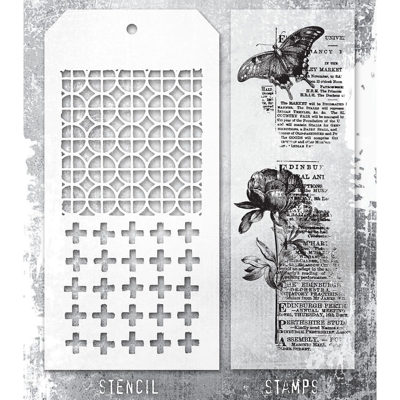 Tim Holtz Clear Stamps and Stencil Botanic Collage, Plus and Focus thmm160 product image