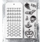 Tim Holtz Clear Stamps and Stencil Carved Frights, Batground, Harlequin thmm196 image 1