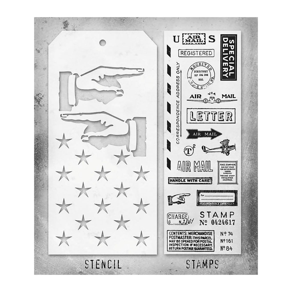 Tim Holtz Clear Stamps and Stencil Correspondence, Direction and Shifter Stars thmm141 product image