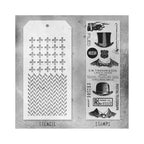 Tim Holtz Clear Stamps and Stencil Distinguished, Plus and Herringbone thmm116 product image