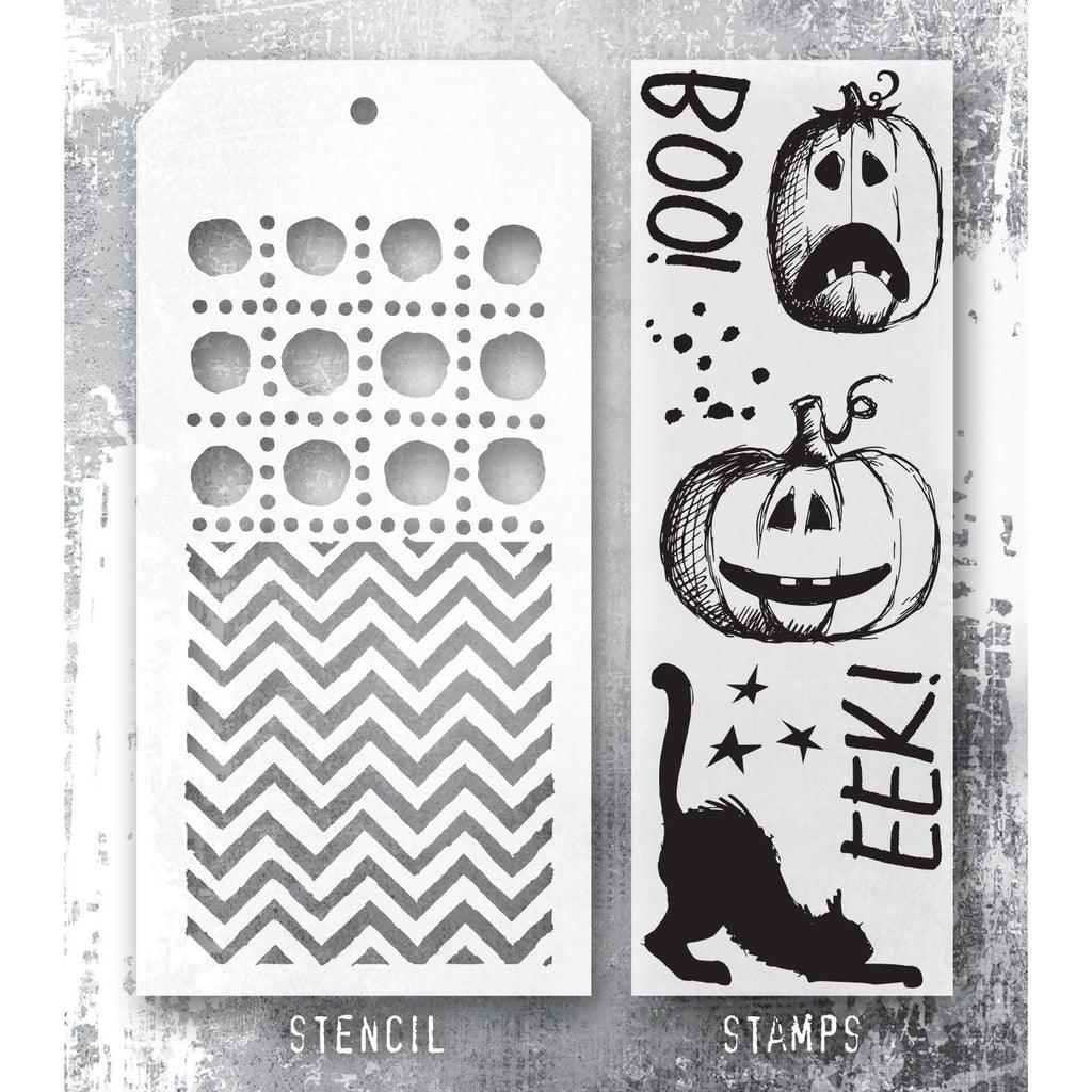 Tim Holtz Clear Stamps and Stencil Eek A Boo, Dotted Line, Zigzag thmm195 image 1