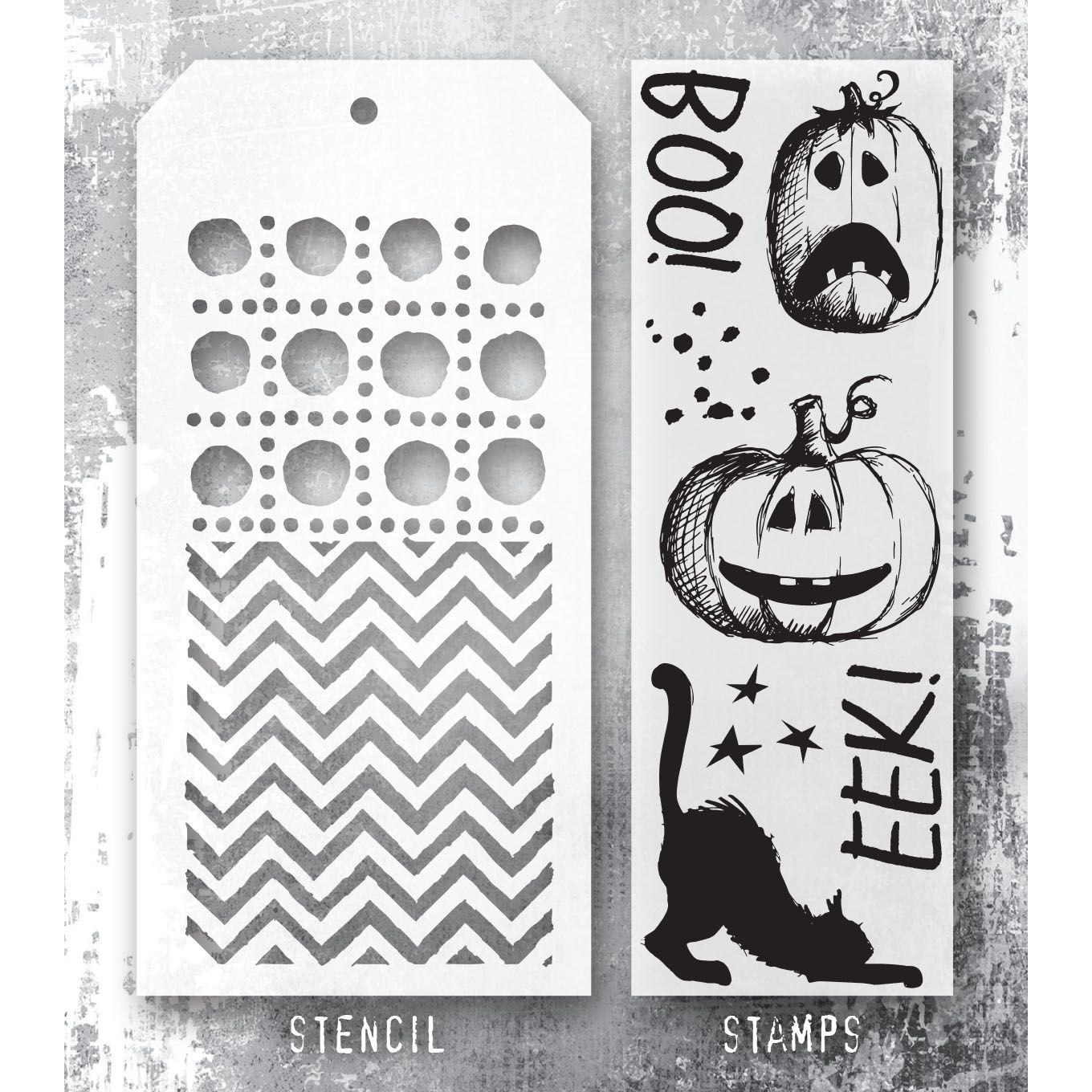 Tim Holtz Clear Stamps and Stencil Eek A Boo, Dotted Line, Zigzag thmm195 image 1