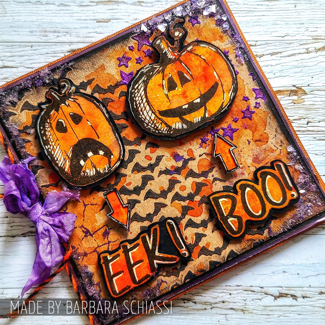 Tim Holtz Clear Stamps and Stencil Eek A Boo, Dotted Line, Zigzag thmm195 pumpkins