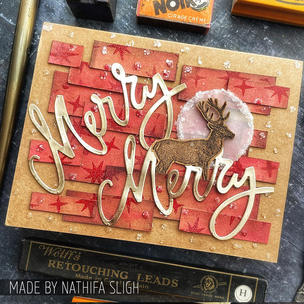 Tim Holtz Clear Stamps and Stencil Festive Overlay, Starry and Rosette thmm135 merry