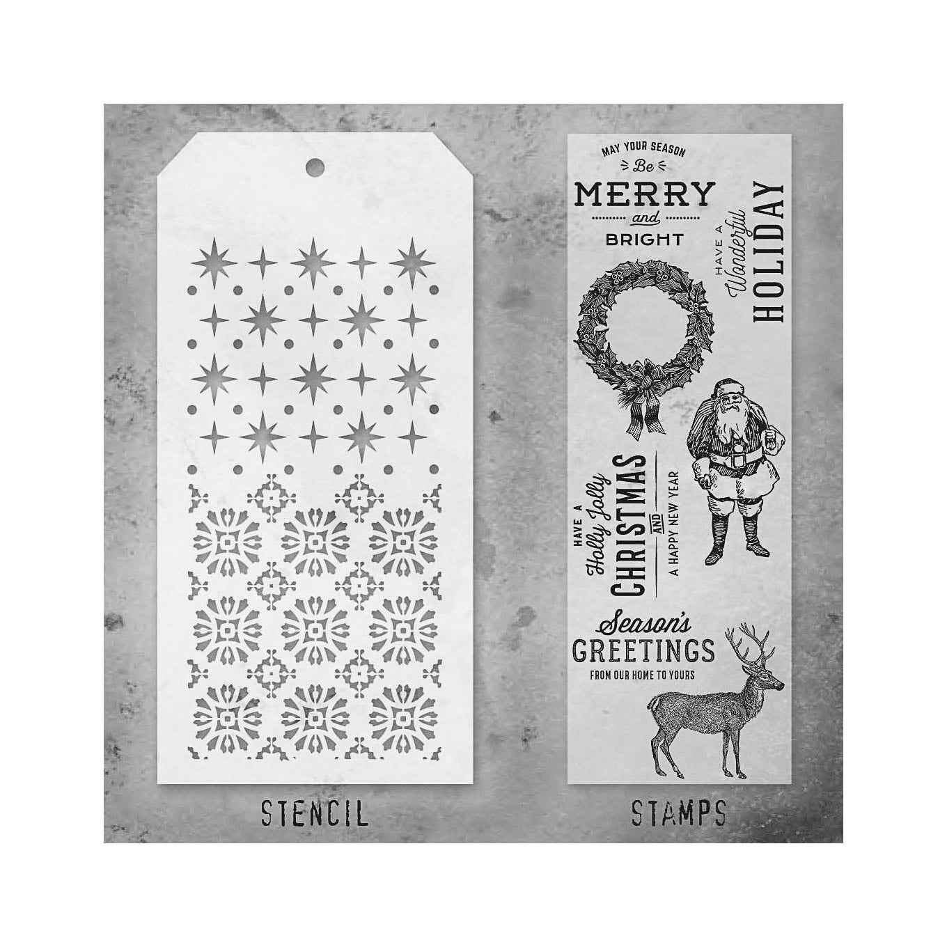 Tim Holtz Clear Stamps and Stencil Festive Overlay, Starry and Rosette thmm135 product image