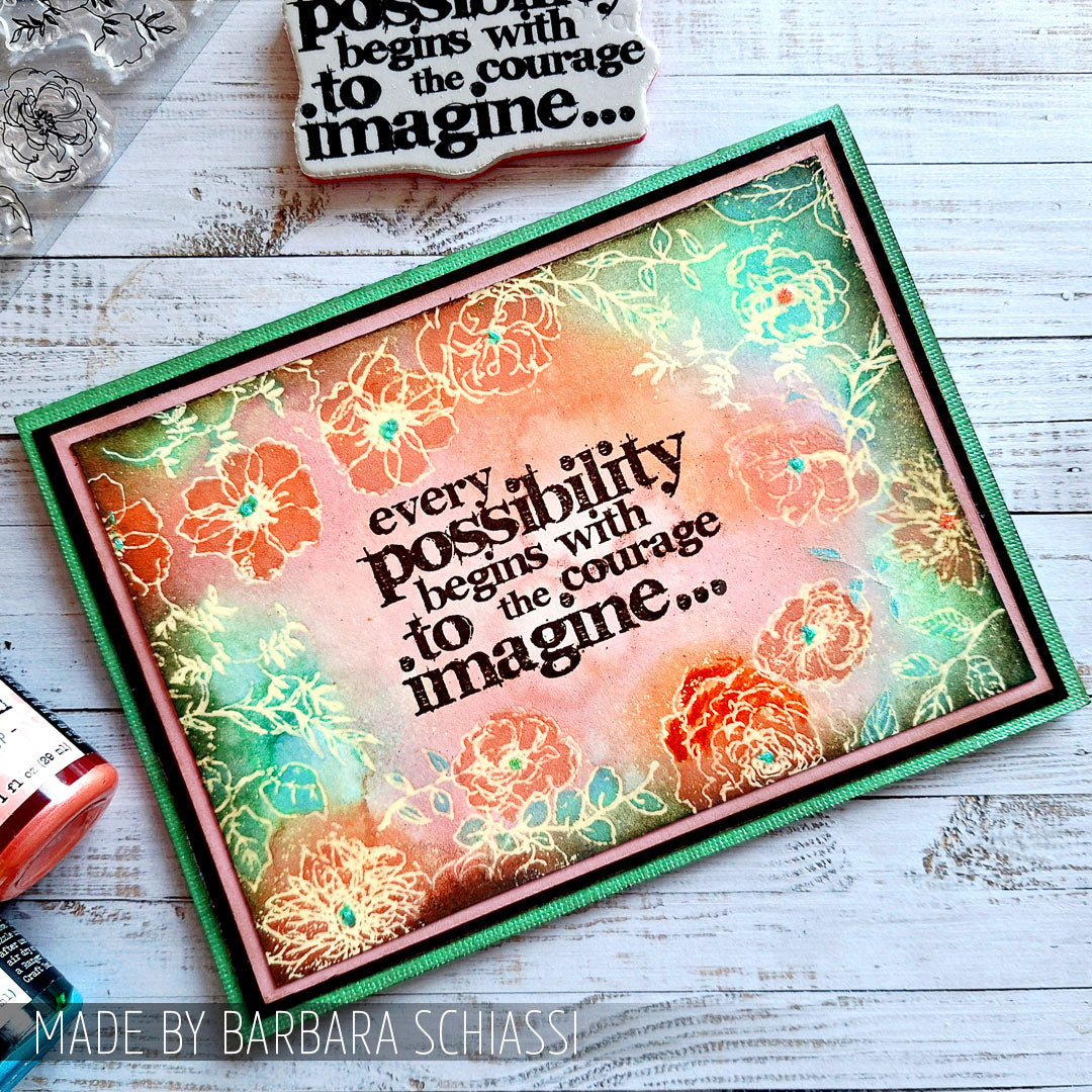 Tim Holtz Clear Stamps and Stencil Floral Elements, Linked Circles and Linked Squares thmm161 imagine