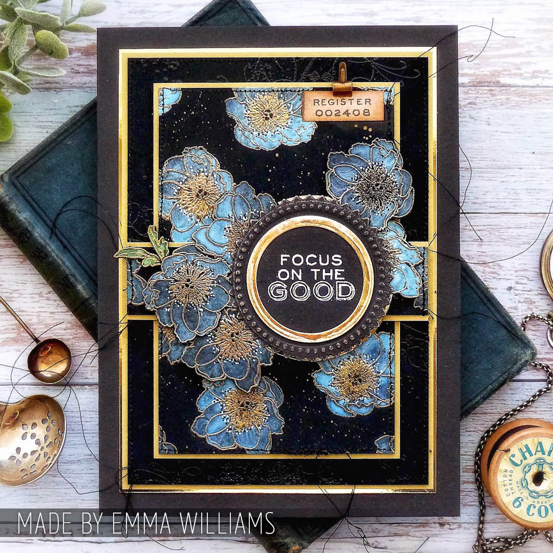 Tim Holtz Clear Stamps and Stencil Flower Garden, Bubbles and Gingham thmm124 embossed