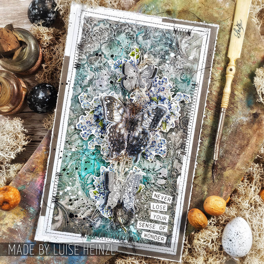 Tim Holtz Clear Stamps and Stencil Flutter, Floral and Trellis thmm144 gray