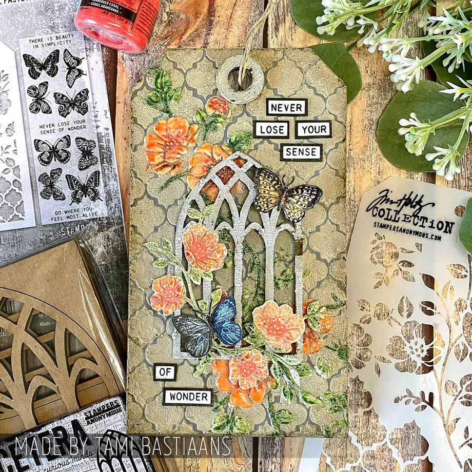 Tim Holtz スタンプ まとめ売り Tim Holtz Clear Stamps and Stencil Flutter, Floral and Trellis