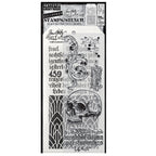 Tim Holtz Clear Stamps and Stencil Foreboding, Deco Arch, Script thmm200