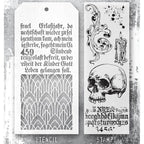 Tim Holtz Clear Stamps and Stencil Foreboding, Deco Arch, Script thmm200 stamp and stencil image