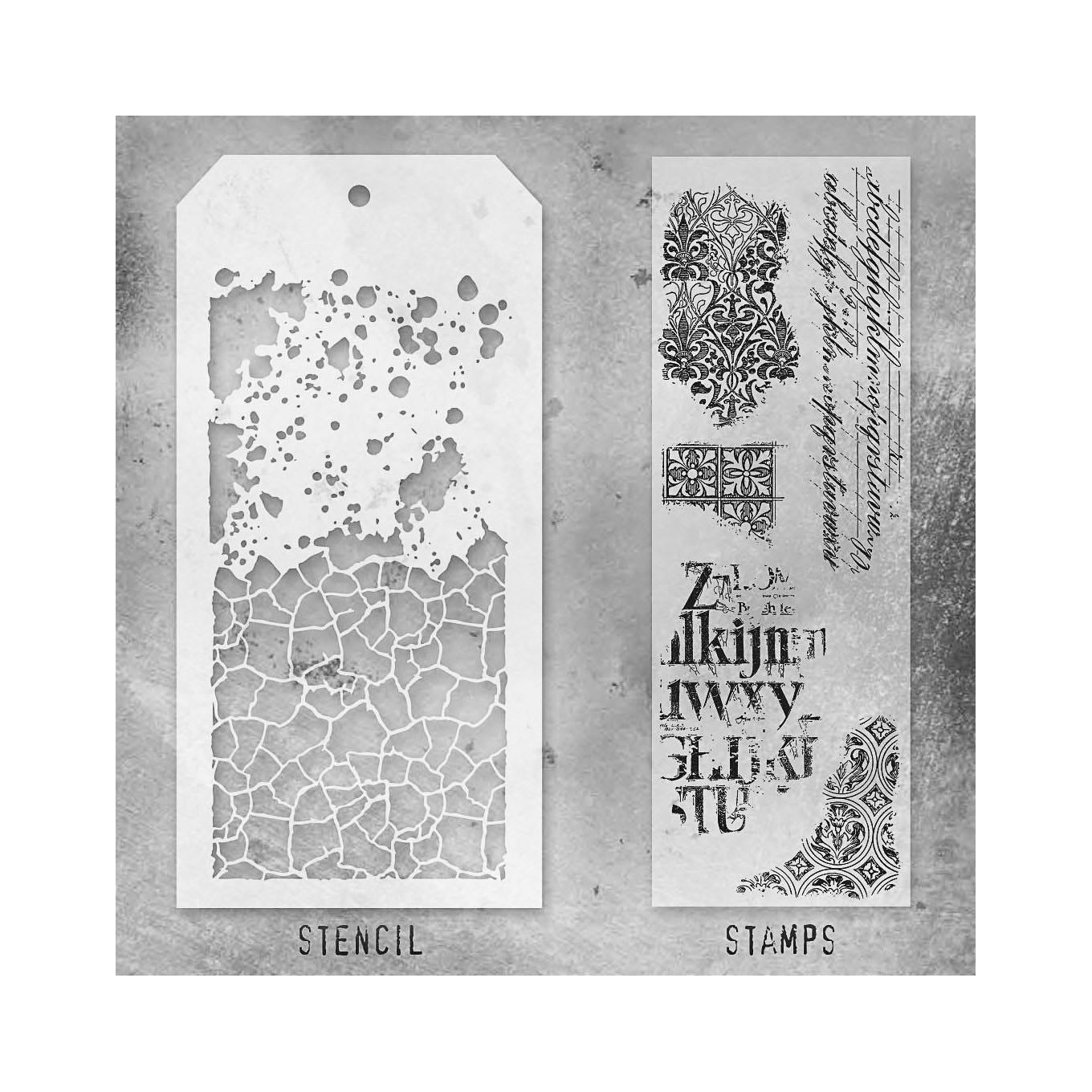 Tim Holtz Clear Stamps and Stencil Fragments, Grime and Crackle thmm123 product image