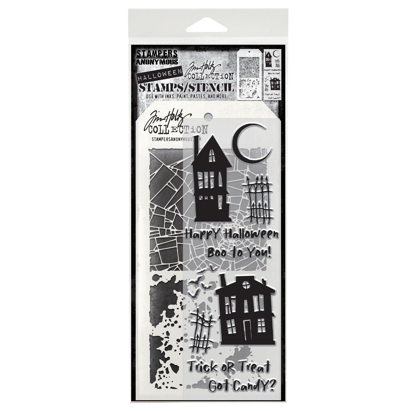Tim Holtz Clear Stamps and Stencil Ghost Town, Grime, Shatter thmm194