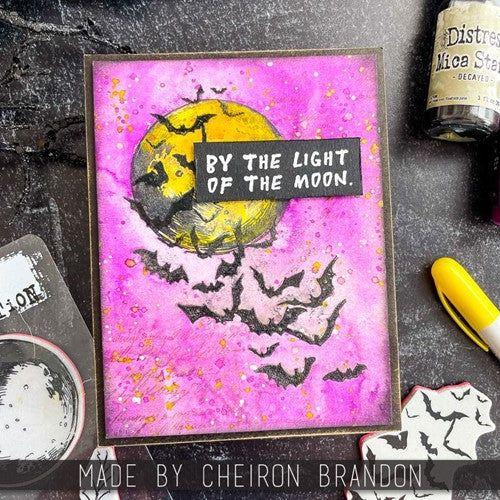 Tim Holtz Clear Stamps and Stencil Halloween Collection, Polkadot, Argyle thmm128 bats