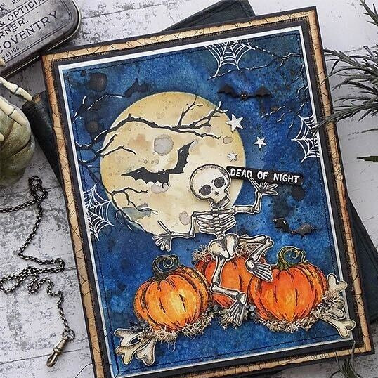 Tim Holtz Clear Stamps and Stencil Halloween Doodles, Harlequin and Sparkle thmm145 skeleton