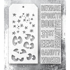 Tim Holtz Clear Stamps and Stencil Halloween Outlines, Peekaboo, Spellbound thmm199 stamp and stencil image