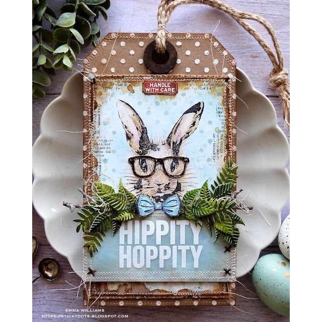 Tim Holtz Clear Stamps and Stencil Halloween, Polkadot, Argyle thmm128 bunny