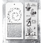 Tim Holtz Clear Stamps and Stencil Halloween Sketch, Crackle, Hocus Pocus thmm193 image 1