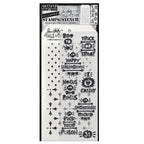 Tim Holtz Clear Stamps and Stencil Halloween Tidbits, Crossed, Polkadot thmm204