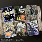 Tim Holtz Clear Stamps and Stencil Halloween Tidbits, Crossed, Polkadot thmm204 spooky beware skeleton cards jennifer williams