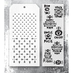 Tim Holtz Clear Stamps and Stencil Halloween Tidbits, Crossed, Polkadot thmm204 stamp and stencil image
