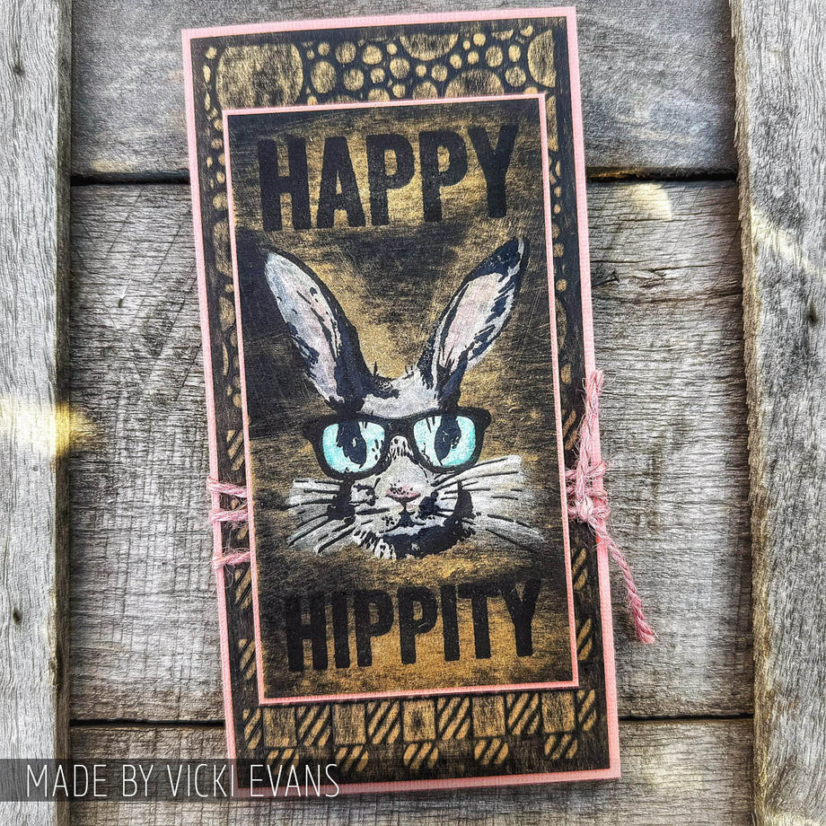 Tim Holtz Clear Stamps and Stencil Hipster Bunny, Plaid and