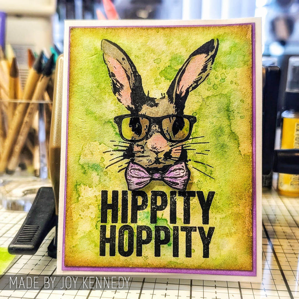 Tim Holtz Clear Stamps and Stencil Hipster Bunny, Plaid and Polkadot thmm164 glasses