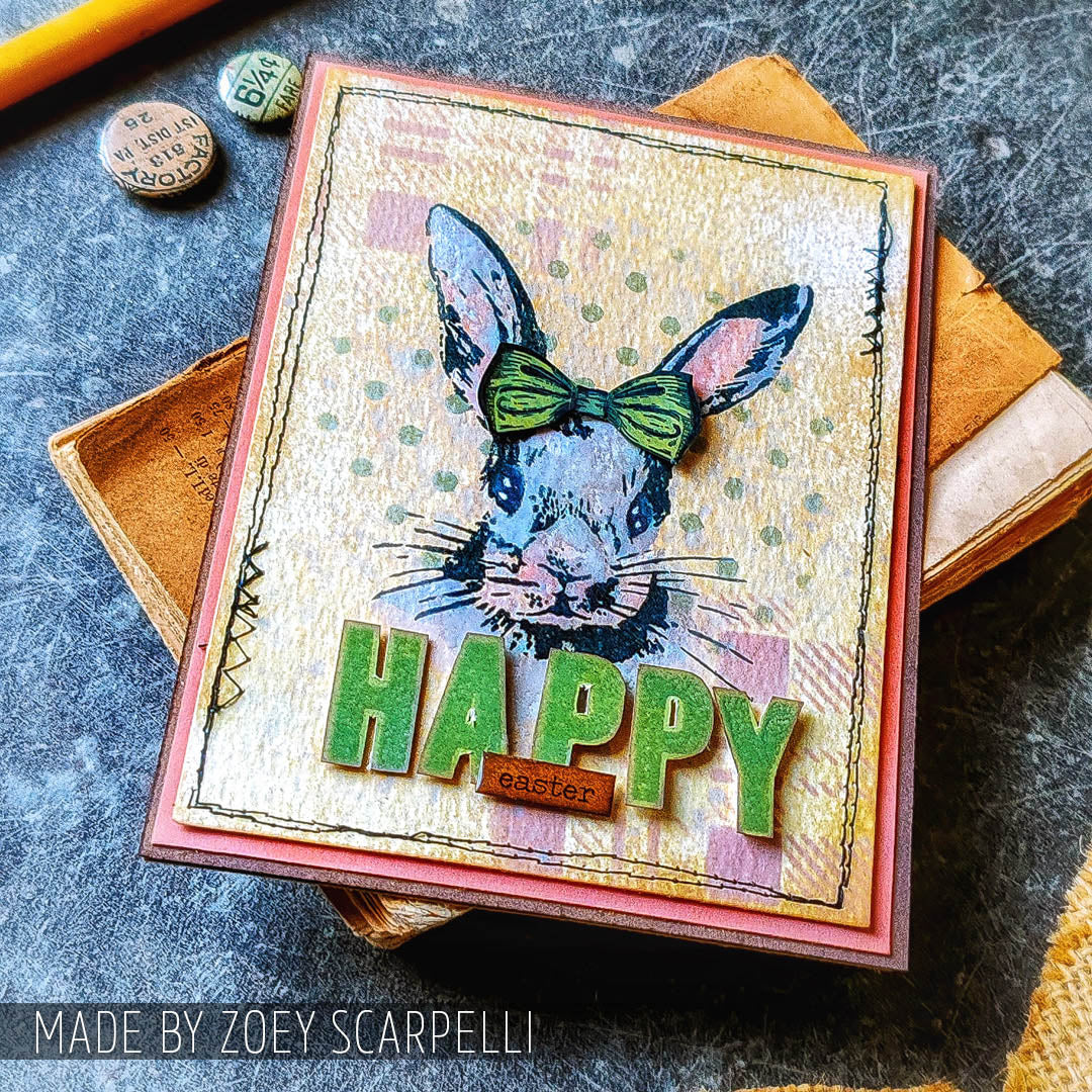 Tim Holtz Clear Stamps and Stencil Hipster Bunny, Plaid and