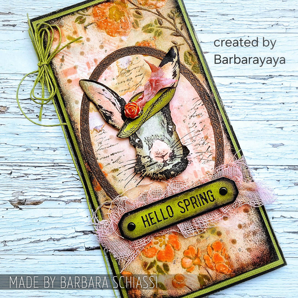 Tim Holtz Clear Stamps and Stencil Hipster Bunny, Plaid and Polkadot thmm164 hello