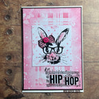 Tim Holtz Clear Stamps and Stencil Hipster Bunny, Plaid and Polkadot thmm164 pink bow | color-code:ALT03