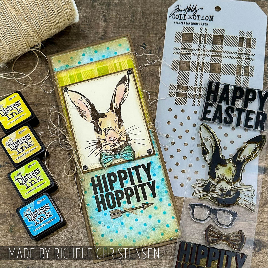 Tim Holtz Clear Stamps and Stencil Hipster Bunny, Plaid and Polkadot thmm164 polka dots