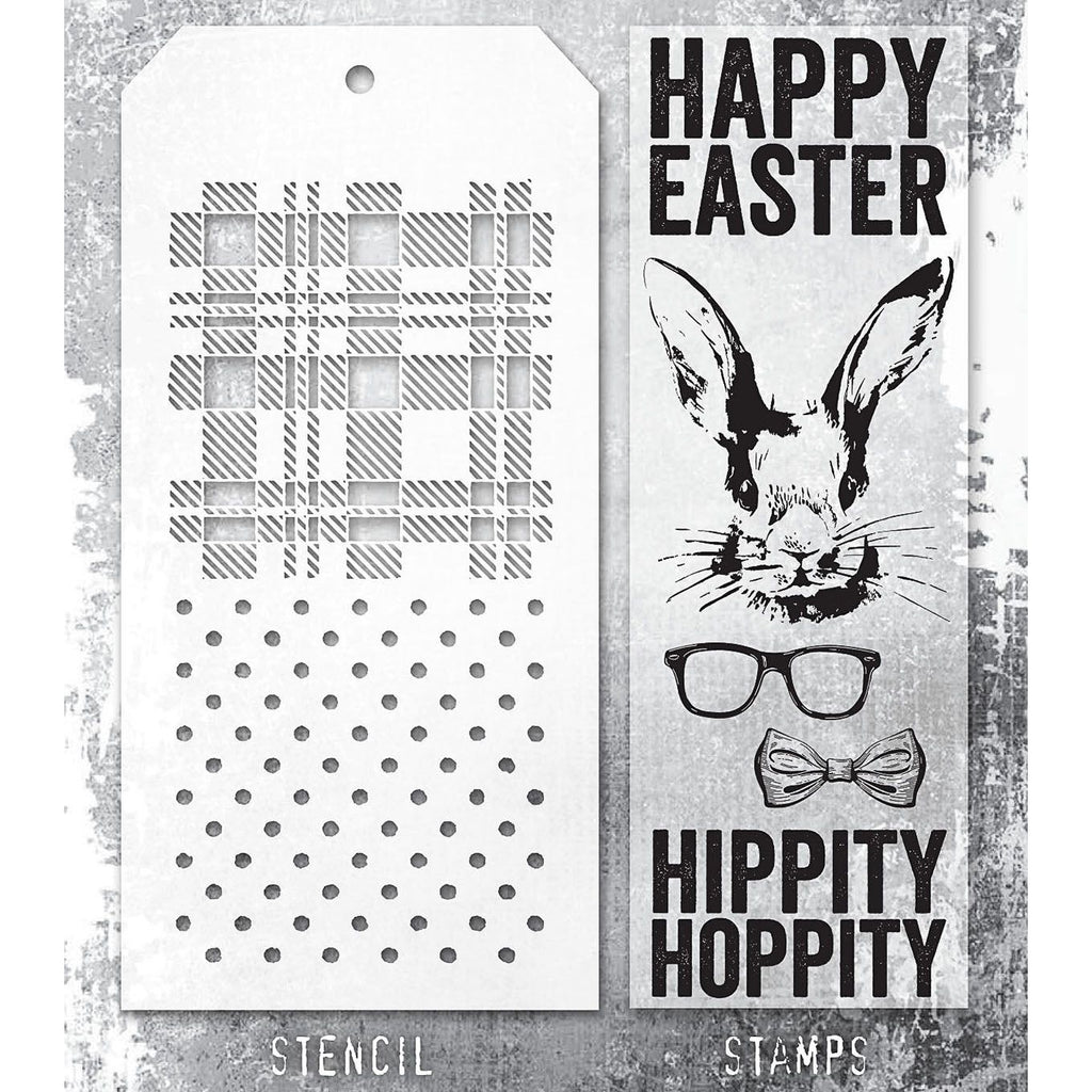 Tim Holtz Clear Stamps and Stencil Hipster Bunny, Plaid and Polkadot thmm164 product image