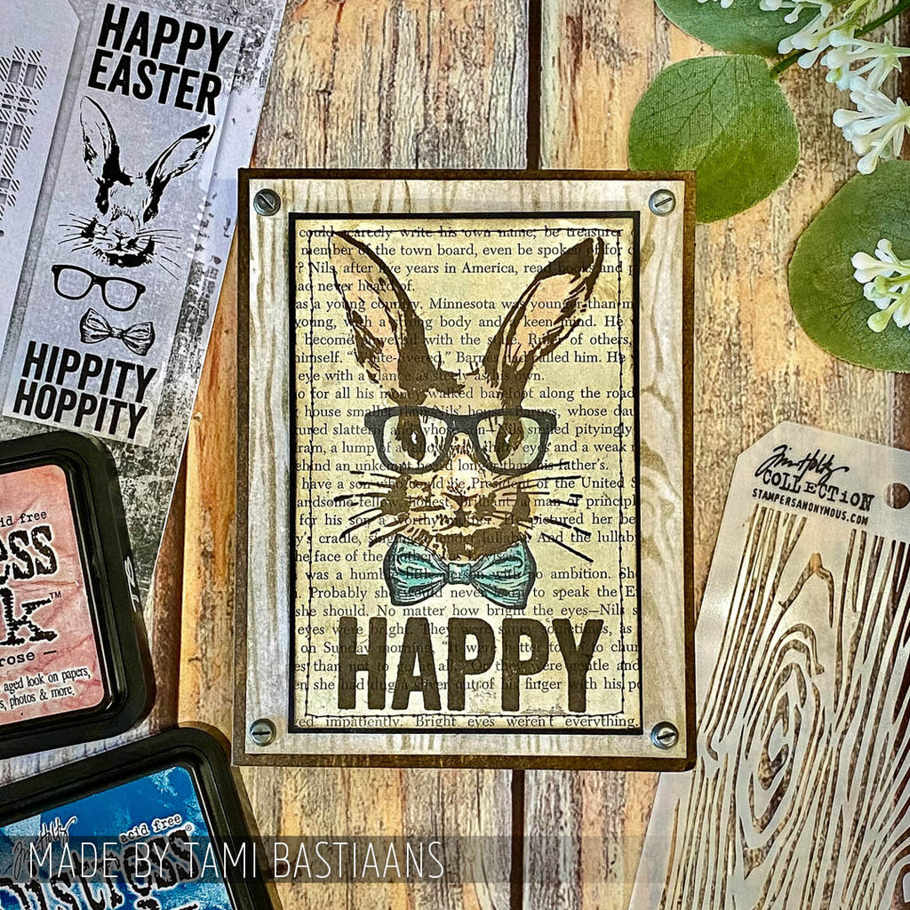 Tim Holtz Clear Stamps and Stencil Hipster Bunny, Plaid and Polkadot thmm164 words