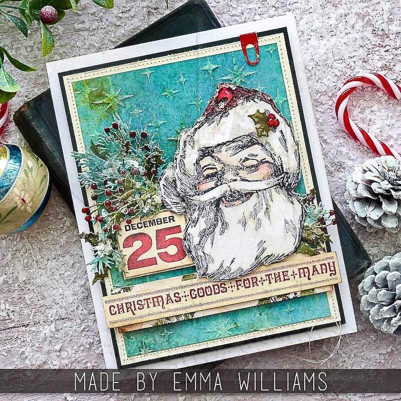 Tim Holtz Clear Stamps and Stencil Jolly Santa, Peppermint and Tinsel thmm154 santa