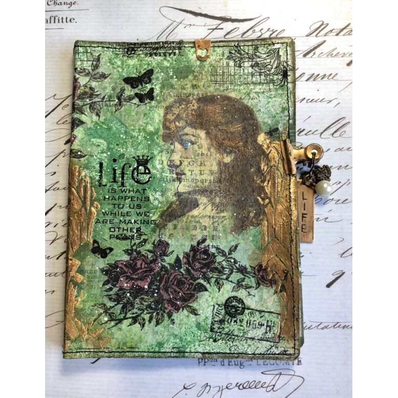 Tim Holtz Clear Stamps and Stencil Lady Rose, Woven and Linen thmm119
