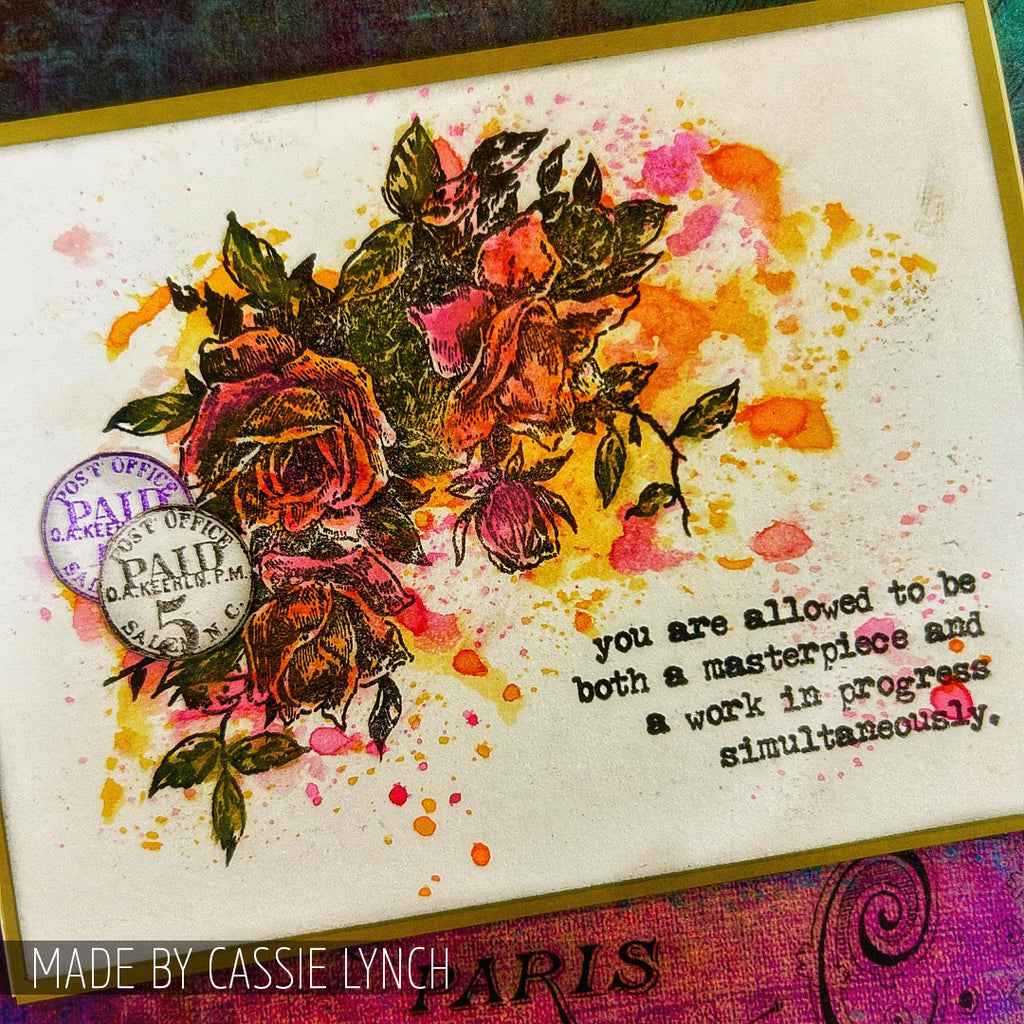 Tim Holtz Clear Stamps and Stencil Lady Rose, Woven and Linen thmm119 flowers