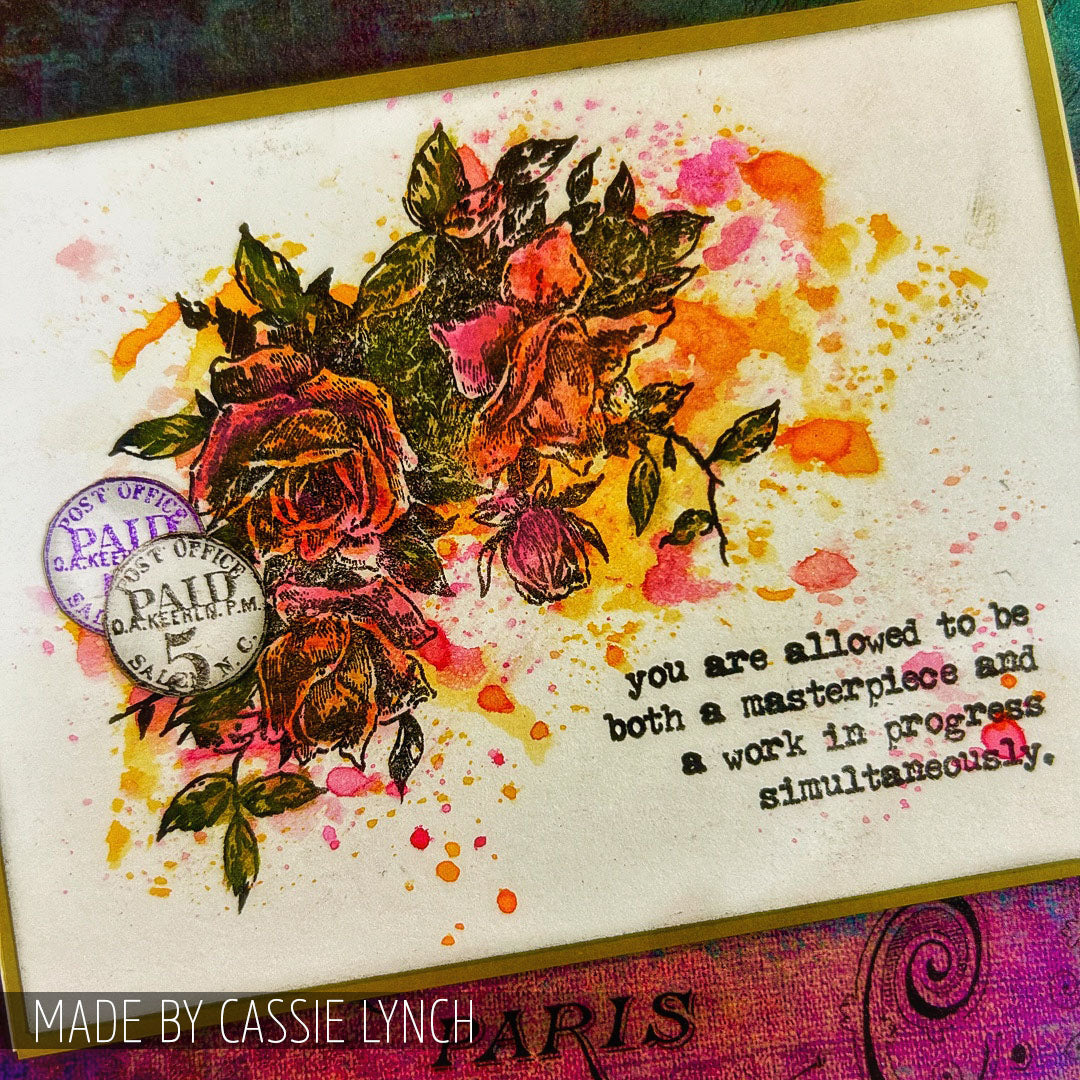 Tim Holtz Clear Stamps and Stencil Lady Rose, Woven and Linen thmm119 flowers
