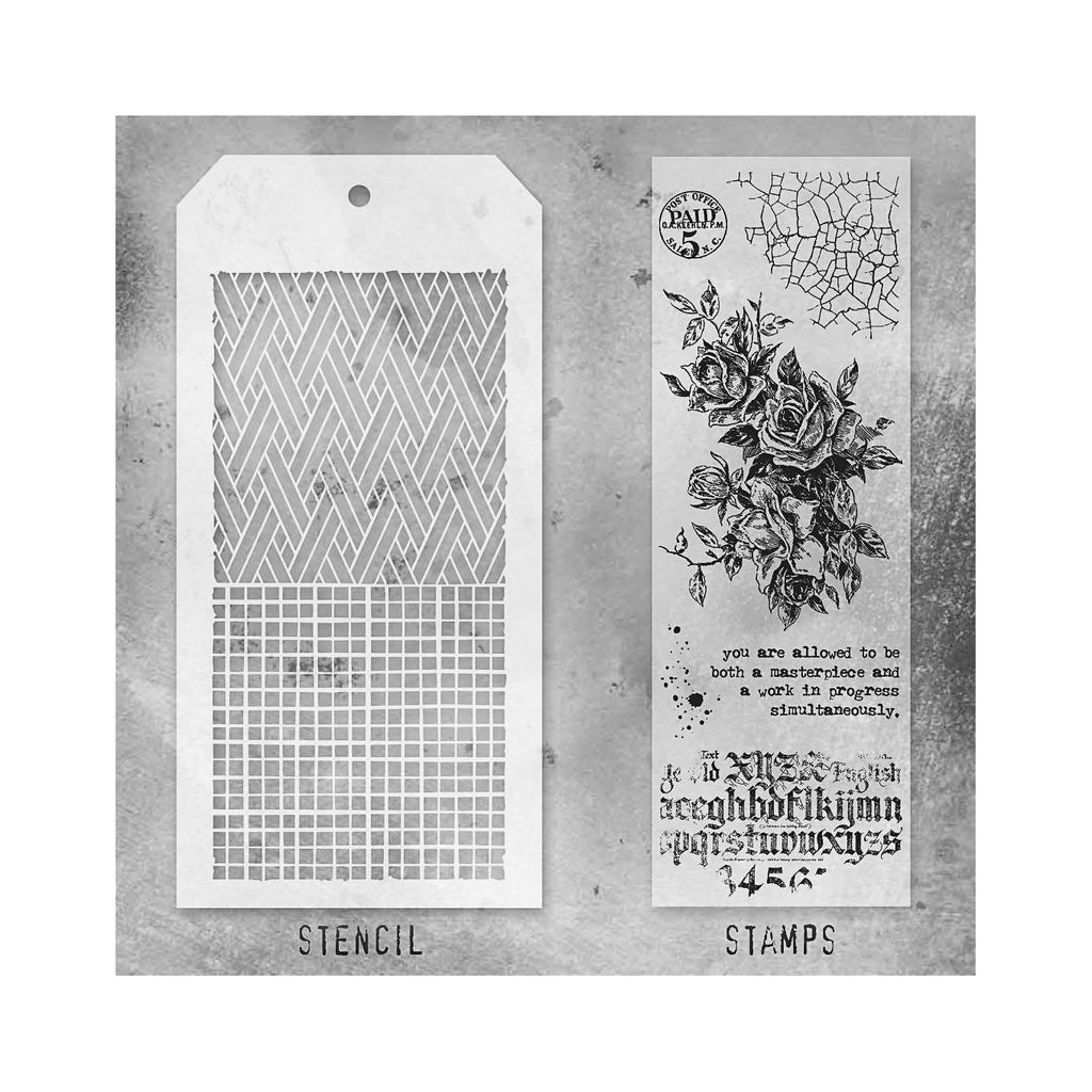 Tim Holtz Clear Stamps and Stencil Lady Rose, Woven and Linen thmm119 product image